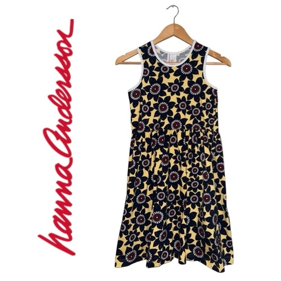 HANNA ANDERSSON Racerback Skater Dress Cotton Floral Sleeveless Girl 140 (US 10) - Picture 1 of 14